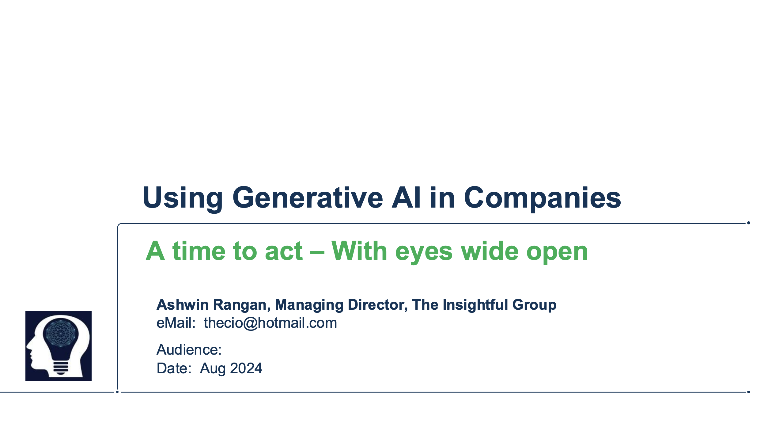 Using Generative AI in Companies- Ashwin Rangan